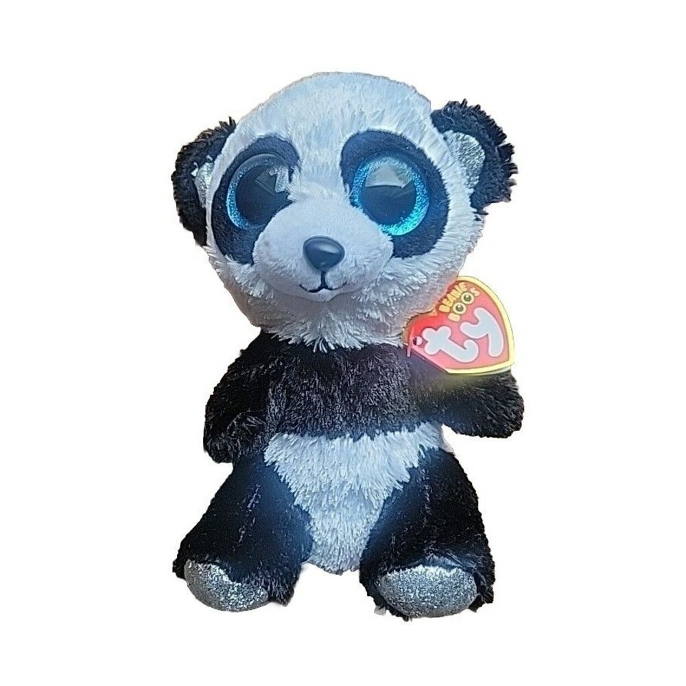 Ty Beanie Boos BAMBOO the Panda Bear Plush 6 inch (Blue Glitter Eyes) Toy